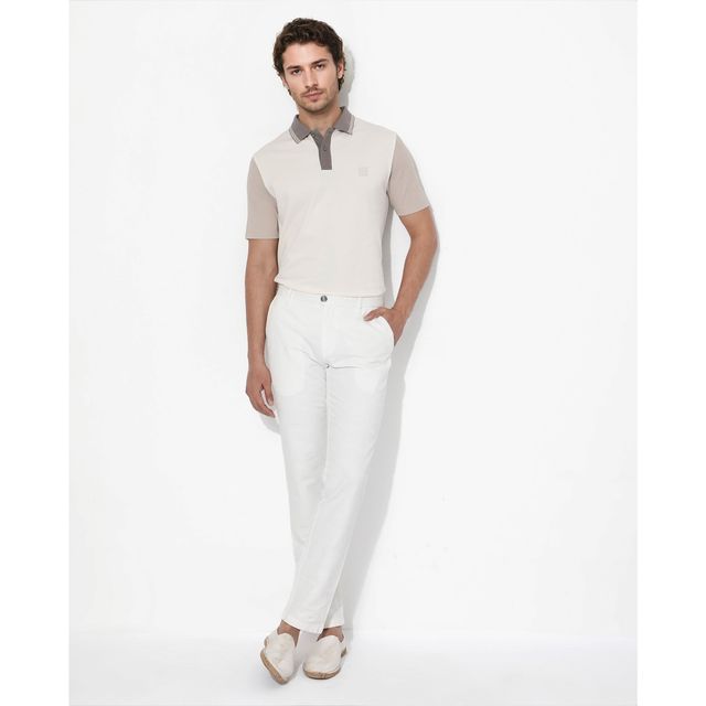 RARE RABBIT Men's Polf Primary Polo T-shirt | Off White - S