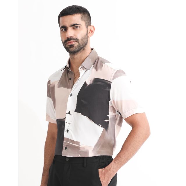 Rare Rabbit Men's Canvas Primary | Shirt | Beige - M