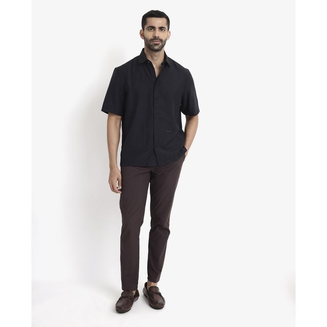 Rare Rabbit Men's Blois Primary Shirt | Black - M