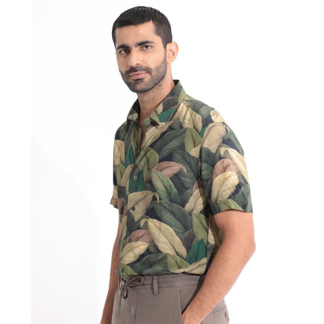RARE RABBIT Men's Growr Primary Shirt | Green - L
