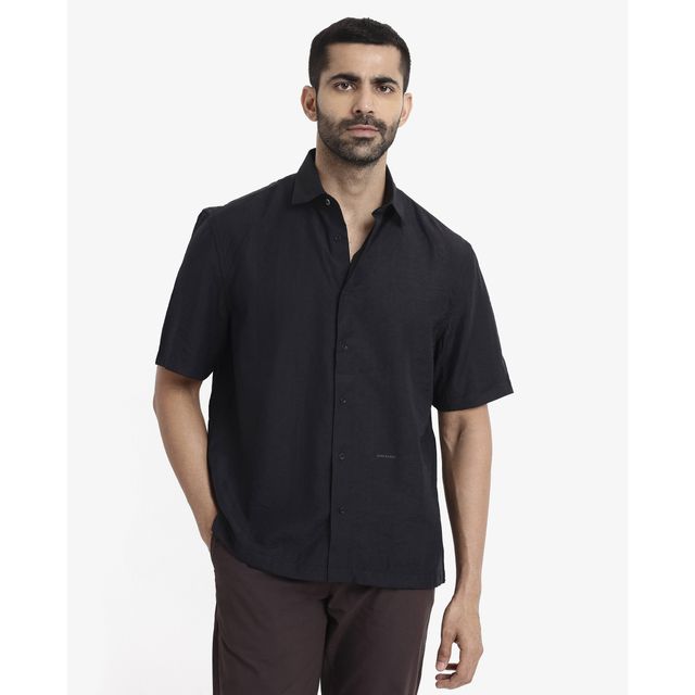 Rare Rabbit Men's Blois Primary Shirt | Black - M