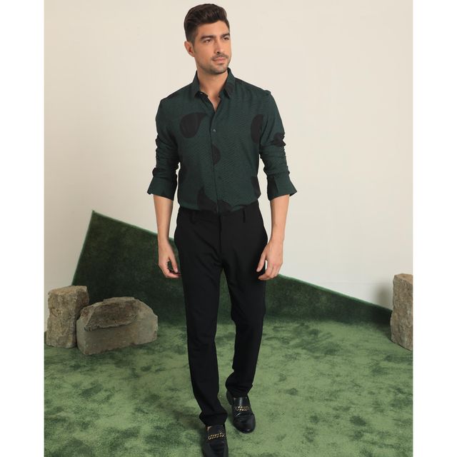Rare Rabbit Men's Palme Dark | Shirt | Green - S