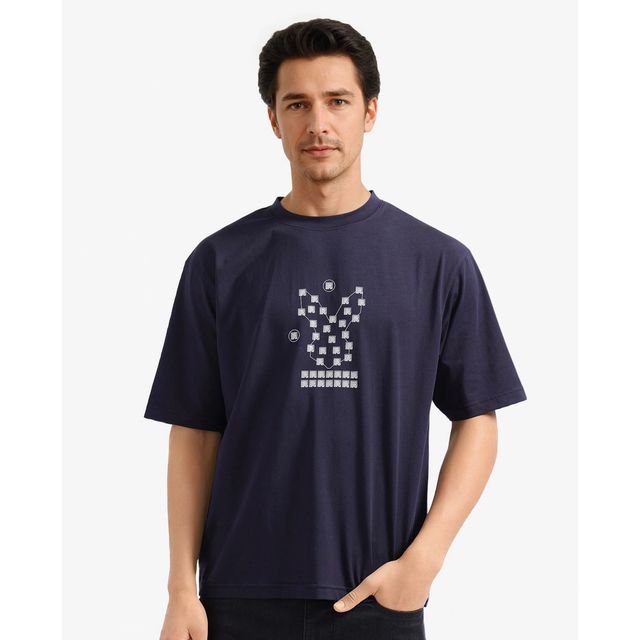 Rare Rabbit Men's Rin Primary T-shirt | Navy - M