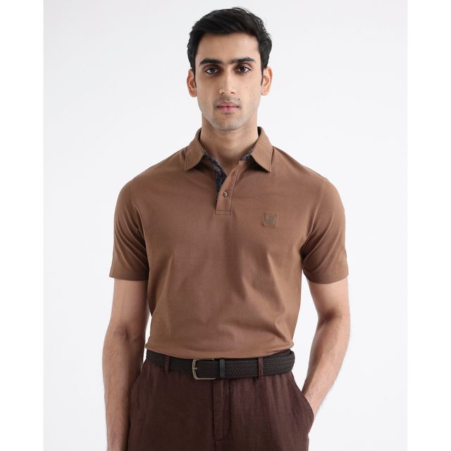 Rare Rabbit Men's Spencer Primary Polo T-shirt | Rust - S