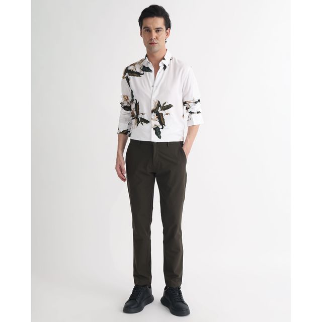 RARE RABBIT Men's Poseidon Primary Shirt | White - M