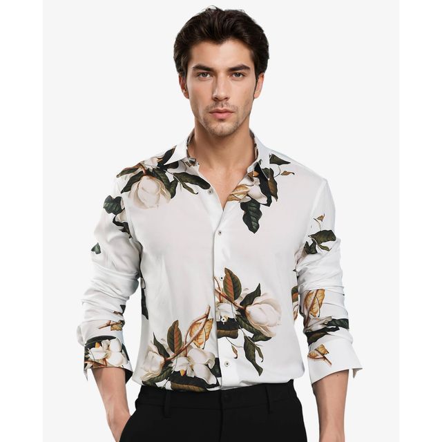 RARE RABBIT Men's Poseidon Primary Shirt | White - M