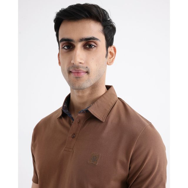 Rare Rabbit Men's Spencer Primary Polo T-shirt | Rust - S