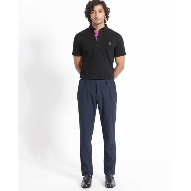 RARE RABBIT Men's Herval Primary Polo T-shirt | Black - M