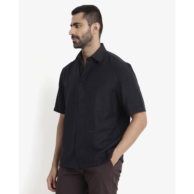 Rare Rabbit Men's Blois Primary Shirt | Black - M