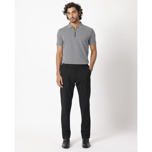 Rare Rabbit Men's Cabetta Primary Polo T-shirt | Black - M