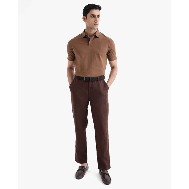 Rare Rabbit Men's Spencer Primary Polo T-shirt | Rust - S