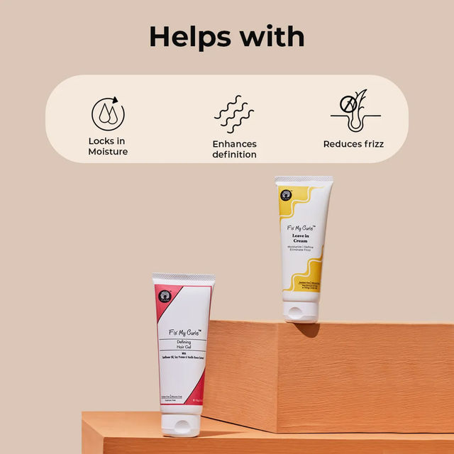 Fix My Curls Protein Styling Duo Enriched With Jojoba Oil & Sunflower Oil|Curl Defining Cream & Gel