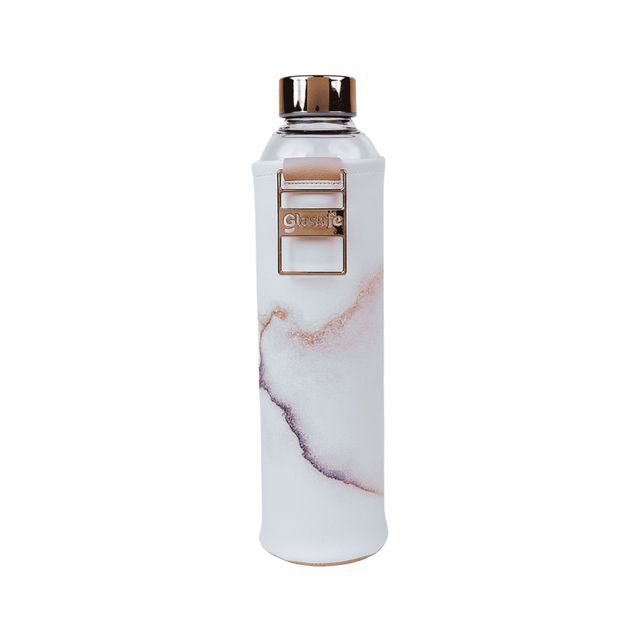 Glasafe Vego Sip Borosilicate Glass Bottle With Protective Vegan Sleeve (Coral Peach) 750Ml