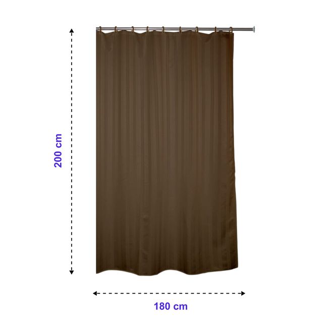 Lushomes Shower Curtain - Coffee | Striped Thin Stripe | Waterproof | 12 Eyelets | 6 x 6.5 ft
