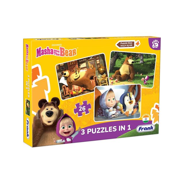 Frank Masha And The Bear - 3 In 1 Puzzle - 26 Pieces Each