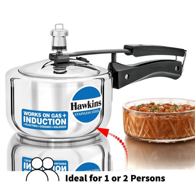 Hawkins 1.5 Litre Pressure Cooker, Stainless Steel Inner Lid, Induction Cooker, Silver (Hss15)
