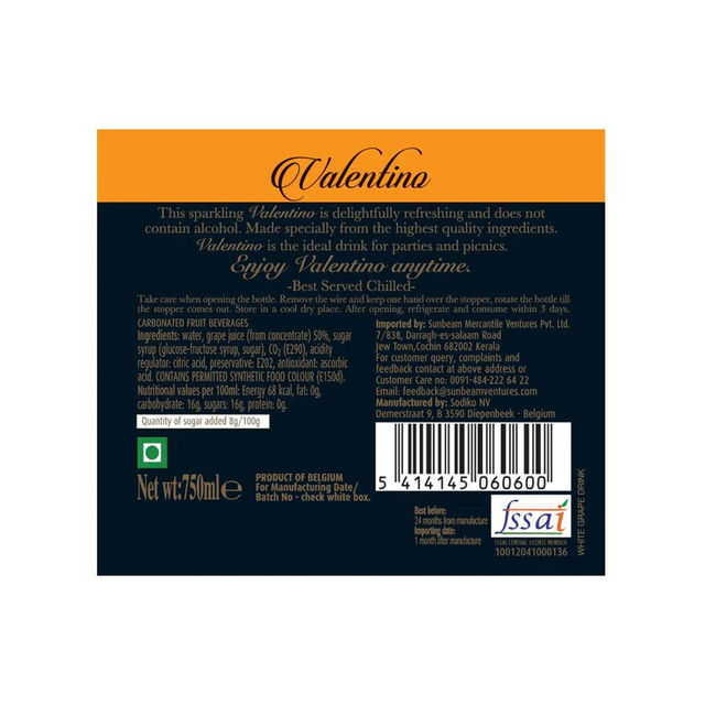 Valentino Imported White Grape Sparkling Juice
