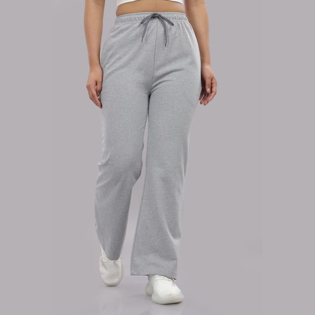Springman Solid Grey Baggy Track Pant For Woman Grey | S