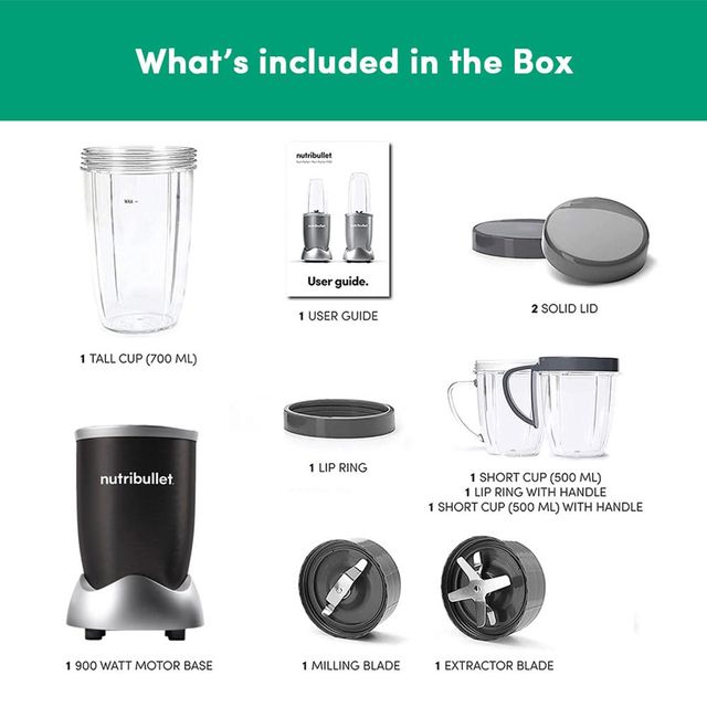 Nutribullet Pro Blender | 900W Black | 3 Unbreakable Jars | 2 Blade Set (Wet & Dry) - Black