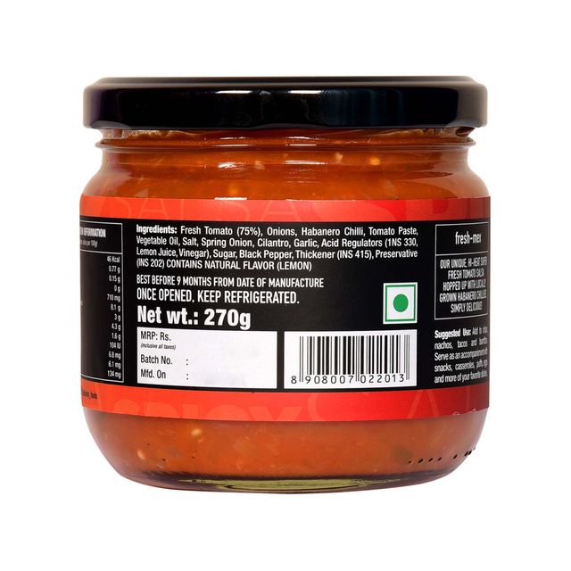 Habanero Spicy Salsa Dip(270gms) & Doritos Nacho Chips - Cheese Flavour(153gms) Combo