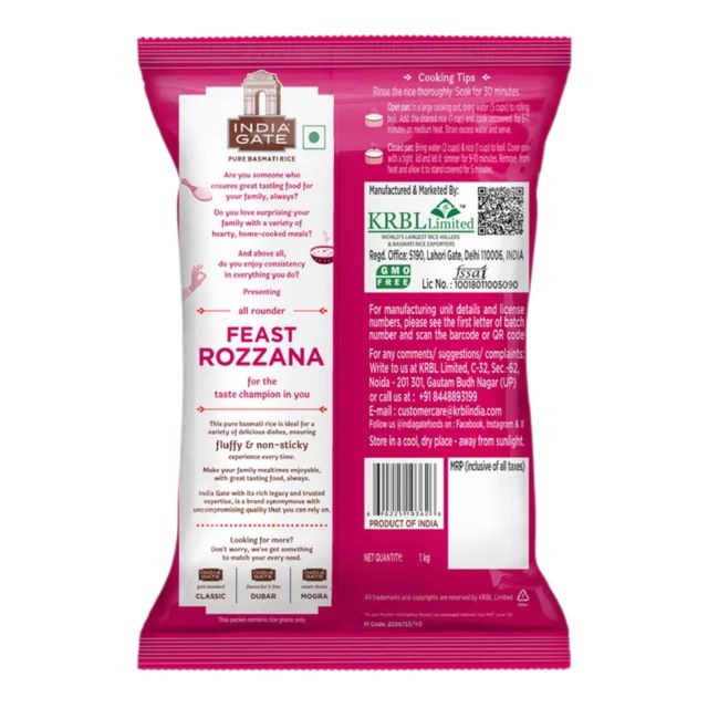 India Gate All Rounder Feast Rozzana Basmati Rice | Aged Rice | Fluffy and Non-Sticky