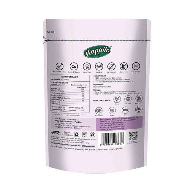 Happilo Premium 100% Natural Whole Cashews