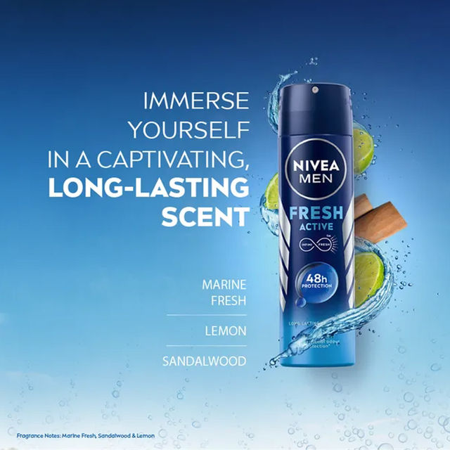 Nivea Men Deodorant Fresh Active 48h Long lasting Freshness 150 ml Combo
