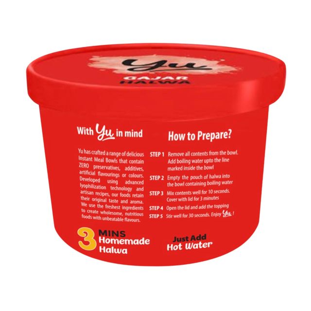 Yu Foods Gajar Halwa - Sweet Indian Mithai Dessert 45 g X 3 Combo