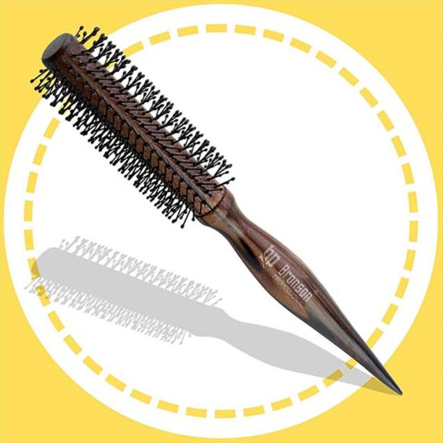 Bronson Professional Round Hair Brush Dark Brown Wooden For Quick Curls, Waves And Volume