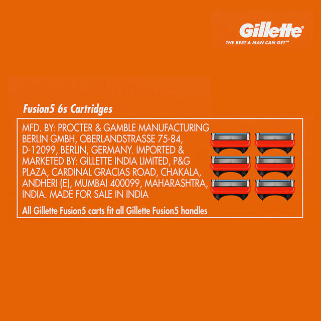Gillette Fusion Manual Shaving Razor Blades For Men (6 Cartridges)