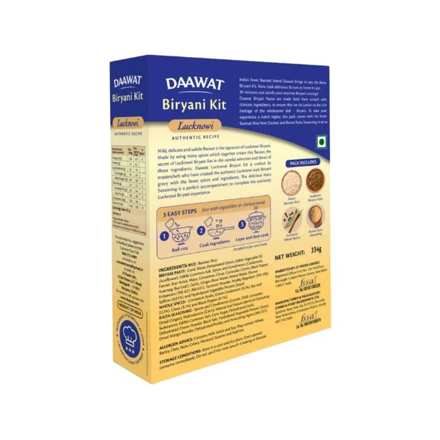 Dawaat Biryani Kit Lucknowi Ready To Cook (334g) & Milky Mist High Protein Paneer (200g) & Milky Mist Set Curd Tub (1l) Combo