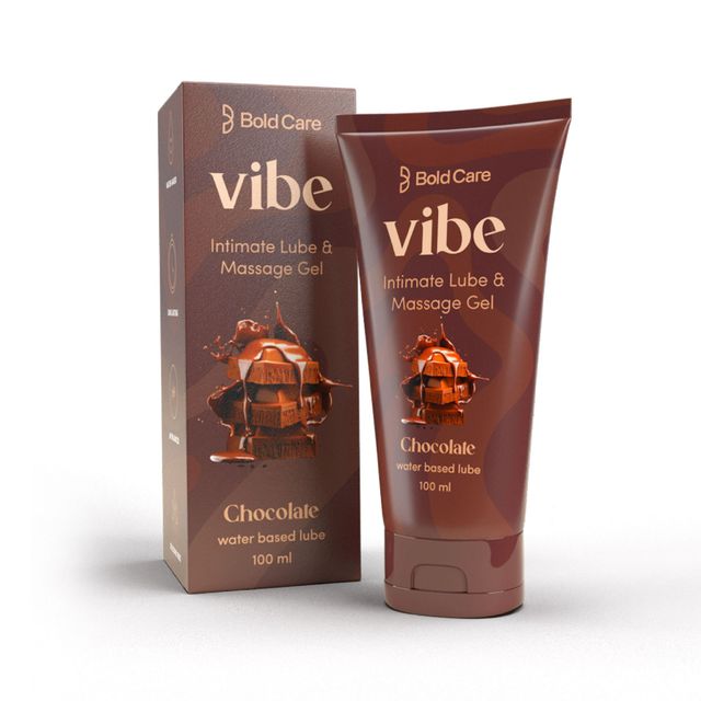 Bold Care Vibe - Chocolate Flavoured Water-Based Intimate Lube (100ml) & Bold Care 404 By All-In-One Flavours Pack Condoms - Chocolate, Strawberry, Mango, Vanilla, & Bubblegum (10pc) Combo
