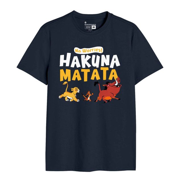 Bonorganik Men's Hakuna Matata Graphic Printed T-shirt | Navy - XL