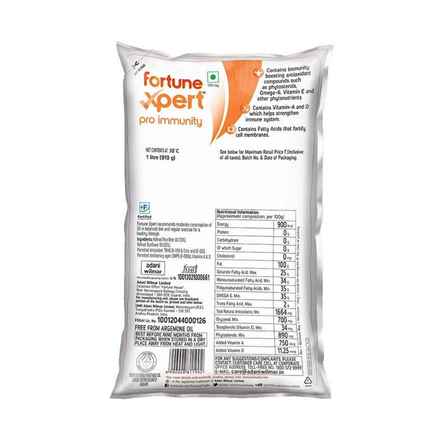 Fortune Kachi Ghani Mustard Oil (Bottle)(1l) & Fortune Xpert Pro Immunity (Pouch)(1l) Combo