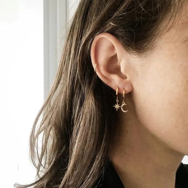 Just Lil Things Sun and Moon Gold Hoop Earrings | jltz0006
