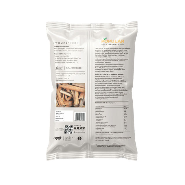 Popular Essentials Cinnamon Whole (Dalchini)