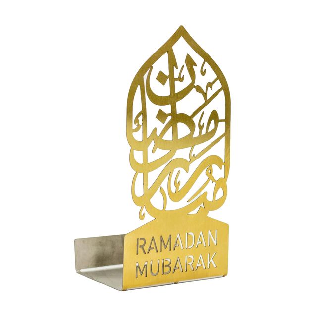 Diacraft Eid Mubarak Metal Gold Electroplated Votive Candle Holder