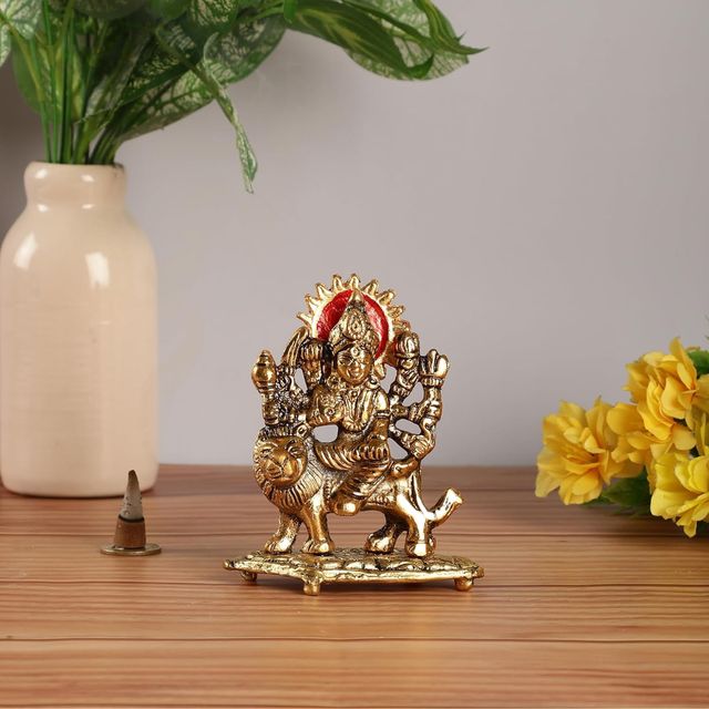 Devnidhii Sherawali Maa Idol in Gold Polish Small Size