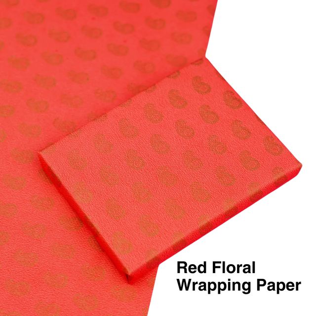 Red Floral Gift Wrap Paper By Servdharm | Set of 5