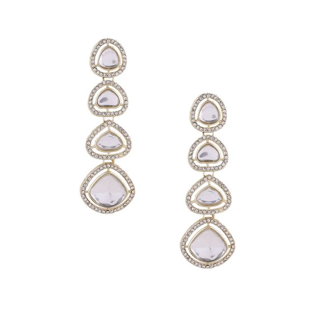 Priyaasi Drop Gold Plated Kundan Earrings