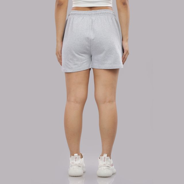 Springman Solid Grey Shorts With Elastic & Drawstring For Women | S