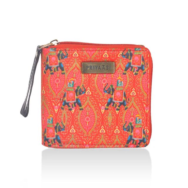 Priyaasi Women's Animal Print Fabric Wallets | Red - One Size