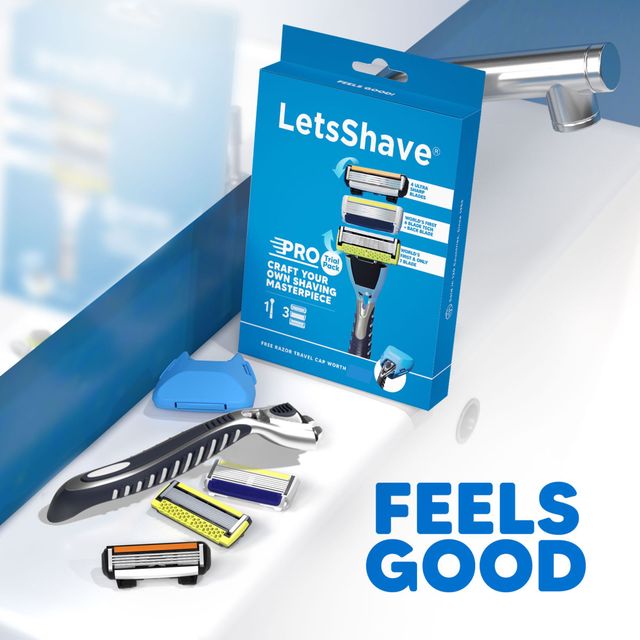 LetsShave Pro Super Value Kit - Razor with 3 Blades | World's 1st 7, 6 & 4-Blade Tech