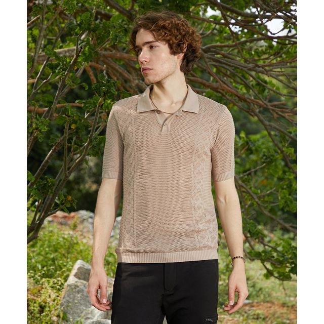 Buy Campus Sutra Men's Twill - Knit Polo T-shirt | French Beige