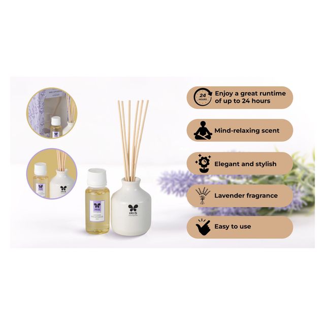 Iris Home Fragance Reed Diffuser Set - Lavender