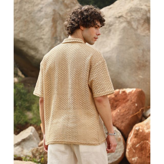 【未使用Sサイズ】 ブリストル　S/S BAGGY POLO Buy Campus Sutra Men's Lozenge Oversized Polo T-shirt | Beige - XL