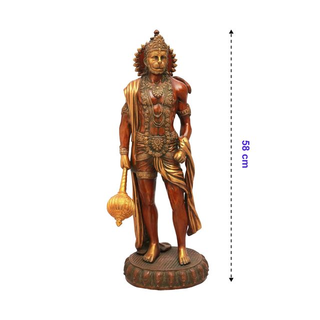 Devnidhii Hanuman Ji Brass Idol On Square Chowki