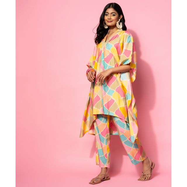Libas Women's Multicolor Printed Silk Blend Co-Ords | XL