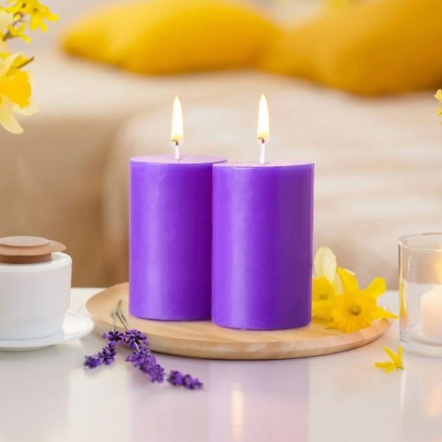 IRIS Lavender Scented Pillar Candle| Rakhi Gift for Brother & Sister