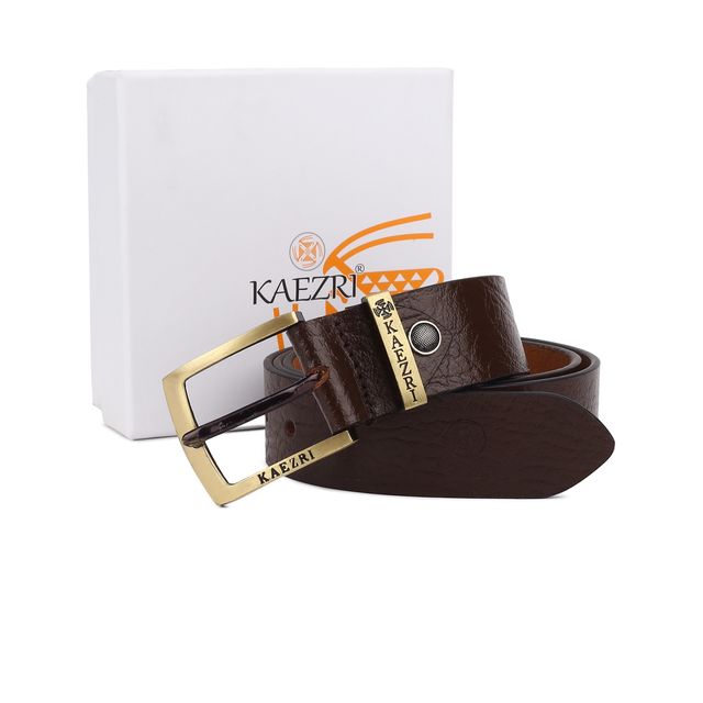 Kaezri Genuine Leather Brown Textured Belt for Men - Buy at ₹319